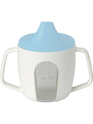 Ikea Börja Suluk Beyaz-Mavi 20 cl 0-2 Yaş İçin Kolay Temizlenebilir Ergonomik Alıştırma Bardağı