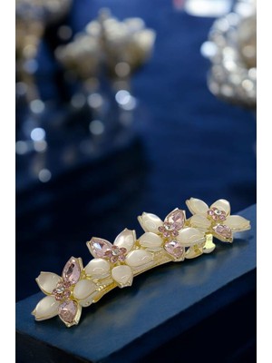 RALBAX Rose Saç Aksesuarı – Pembe Kristal Taşlı Çiçek Tasarım, Zarif Kadın Saç Tokası