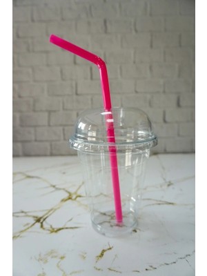 Plastik Milkshake Bardağı 50'li Kapaklı Içecek Şeffaf Meşrubat Bardağı Cup 350 Cc(Ml)