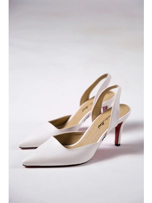 Ayakkabı Ateşi Beyaz Cilt Kadın Ince Topuklu Ayakkabı Stiletto Allie