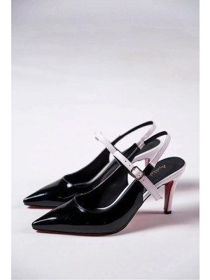 Ayakkabı Ateşi Siyah Rugan Beyaz Rugan Kadın Özel Tasarım Topuklu Ayakkabı Stiletto Zavos