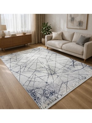 Hoom Rugs Marsilya HL407 Grey Navy Modern Salon Halısı