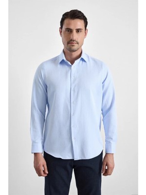 Süvari Buz Mavi Regular Klasik Yaka Casual Gömlek