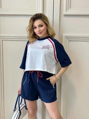 Fehu Bloom Beli Bağcıklı Lastikli Şort Crop Takım