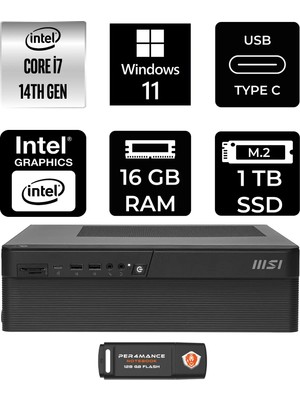MSI Msı Pro DP80 Intel Core I7 14700 16GB 1tb SSD W11P Mini Masaüstü Bilgisayar & Per4 USB Bellek A14G003EUP398