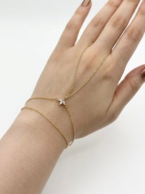 Filiya Çiçek Detaylı Gold Şahmeran Bileklik