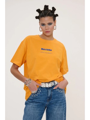 More Active Label Oversıze Grafik T-Shırt