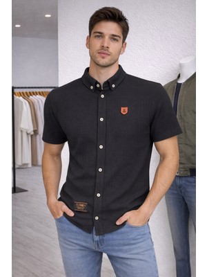 İnce Moda Giyim Pike Dokulu Kısa Kollu Erkek Gömlek – Slim Fit (Ekru / Bej / Siyah)