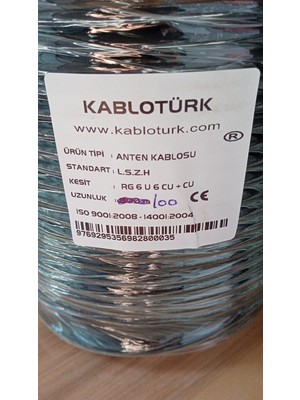 Kablo Türk Tam Bakır H.free Rg6 U6 Cu/cu Anten Kablosu 100 Metre