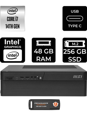 MSI Msı Pro DP80 i7 14700 48GB RAM 256GB SSD FreeDOS A14G003EUP326 Mini PC + Per4 USB