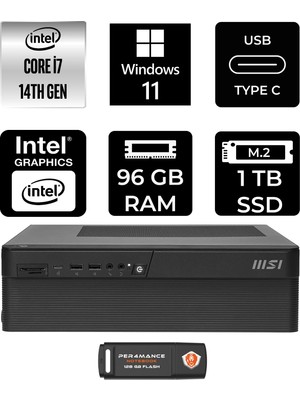 MSI Msı Pro DP80 Intel Core I7 14700 96GB 1tb SSD W11P Mini Masaüstü Bilgisayar & Per4 USB Bellek A14G003EUP433