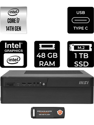 MSI Msı Pro DP80 Intel Core I7 14700 48GB 1tb SSD Fdos Mini Masaüstü Bilgisayar & Per4 USB Bellek A14G003EUP328