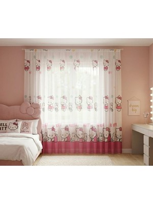 Noble Yeni Sezon Hello Kitty Çocuk Odası Tül Perdesi