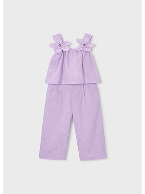 Mayoral Kız Çocuk Çiçekli Bluz ve Pantolon Takım Mor - 03596