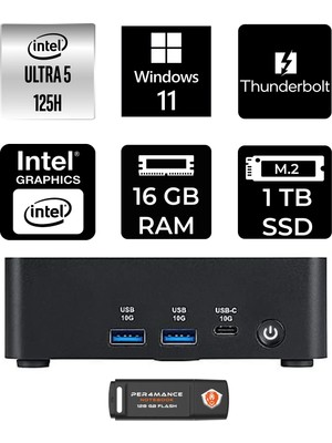 MSI Msı Cubi Nuc Intel Core Ultra 5 125H 16GB 1tb SSD W11H Mini Masaüstü Bilgisayar & Per4 USB Bellek 1UMG007EUP353