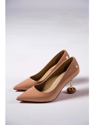 Ayakkabı Ateşi Nude Rugan Kadın Özel Tasarım Topuklu Ayakkabı Stiletto Renate