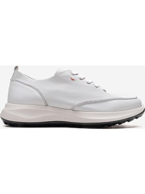 Marcomen Erkek Kalın Tabanlı Bağcıklı Sneaker Ayakkabı Gerçek Deri Mc 21027 Beyaz