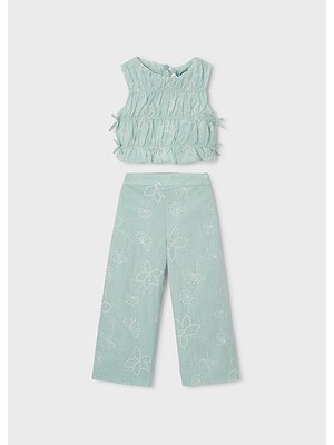 Mayoral Kız Çocuk Fırfırlı Bluz ve Pantolon Takım Yeşil - 03592