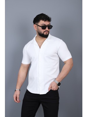 L-KOM Erkek Kısa Kollu Açık Yaka Yazlık Gömlek
