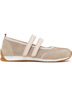 Derimod Kadın Bej Bantlı Süet Deri Babet 26PFD221010