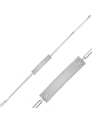 Inure Jewelry Gümüş Isimli Plaka Bayan Bileklik