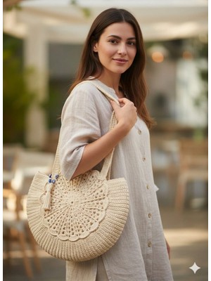 Akfecan El Örgüsü Omuz Çantası