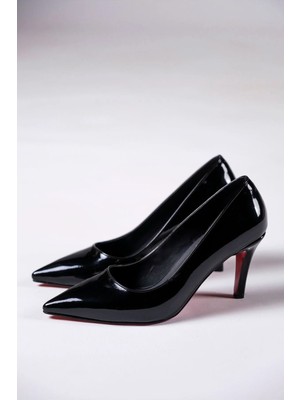 Ayakkabı Ateşi Siyah Rugan Kadın Ince Topuklu Ayakkabı Stiletto Demure