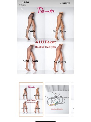 Penti 4 Lü Setkestane Mürdüm Kızıl Siyah ve Siyah Renk