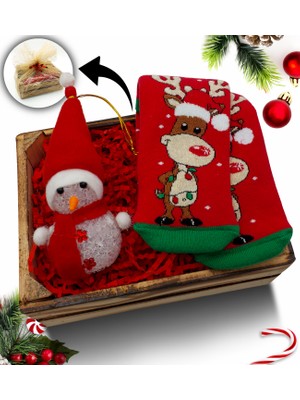 As Gift Mini Kasa Içerisinde Kardan Adam & Yılbaşı Çorabı Hediye Seti