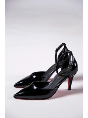 Ayakkabı Ateşi Siyah Rugan Kadın Ince Topuklu Ayakkabı Stiletto Olivia