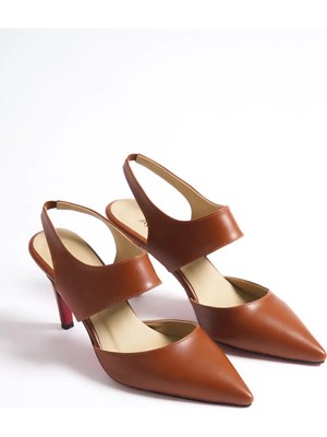 Ayakkabı Ateşi Taba Cilt Kadın Ince Topuklu Ayakkabı Stiletto Tamara