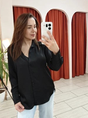 Saten Gömlek Siyah
