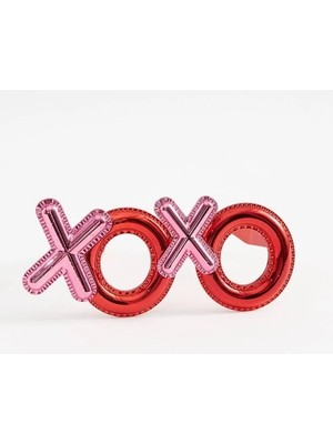 Kırmızı Renk Xoxo Yazılı Parti Gözlüğü