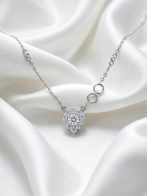 Leifa Jewelry Mozanit Taşlı 925 Ayar Gümüş Kar Tanesi Tasarım Kolye