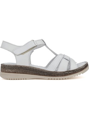 Ziya, Kadın Hakiki Deri Konfor Sandalet 1611051Z030 Beyaz