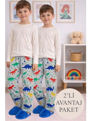 ByDon Çocuk Pamuklu Tek Alt Pijama 2'li Avantaj Paket