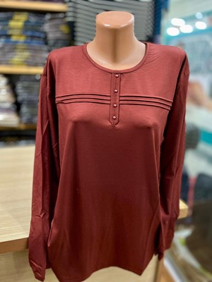 TCR Kadın Düğme Detay Fırfırlı Viskon Penye Bluz