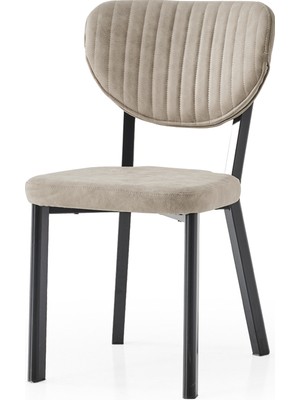 Dengema 118 Sandalye (Melıs) Iskt : Tksre Sıyah Otrk : TALAS01 Krem Sırt : TALAS01 Krem