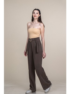 MissVina Kuşak Kemerli Palazzo Modal Yüksek Bel Pantolon 30372