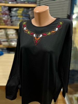 TCR Kadın Nakışlı Işlemeli Viskon Penye Bluz