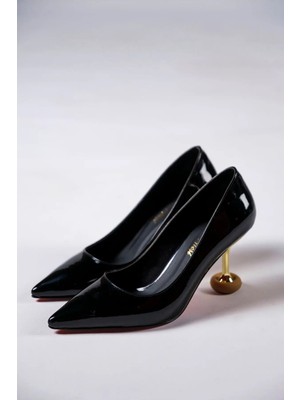 Ayakkabı Ateşi Siyah Rugan Kadın Özel Tasarım Topuklu Ayakkabı Stiletto Renate