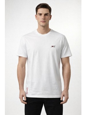Piero Perla Love Detaylı Slim Fit Erkek Bisiklet Yaka T-Shirt