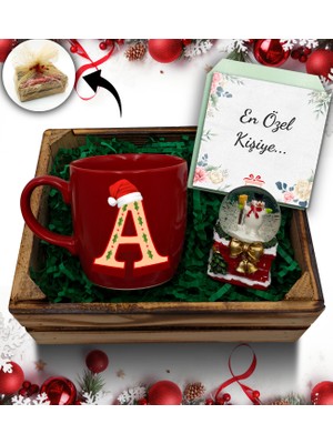 As Gift Mini Kasa Içerisinde Kar Küresi & Kişiye Özel Kırmızı Kupa Hediye Seti