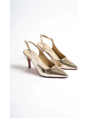 Ayakkabı Ateşi Light Altın Ayna Kadın Özel Tasarım Topuklu Ayakkabı Stiletto Nelly