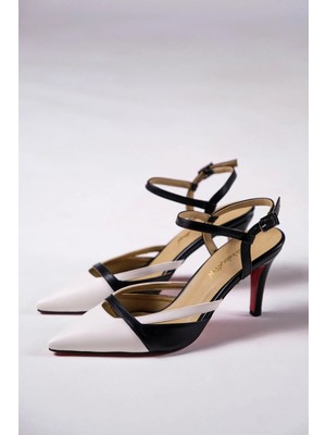 Ayakkabı Ateşi Siyah Cilt Beyaz Cilt Kadın Özel Tasarım Topuklu Ayakkabı Stiletto Dixie