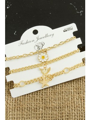 Marsilyan 3 Adet Papatya Trend Zincir Bileklik