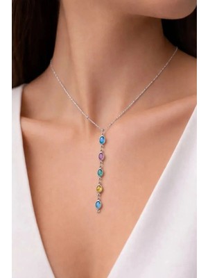 Gümüş Renk Ezme Zincir Sıralı Oval Ye Model Çelik Kolye