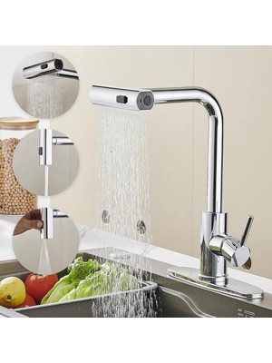 Fsm Flora Spiralli Çok Fonksiyonlu Krom Mutfak Bataryası Spiralli Eviye Bataryası