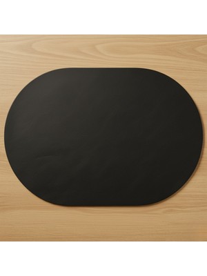 Grand Fine Art 6 Kişilik 12 Parça Siyah Tam Oval Deri Amerikan Servis Supla 33X44 Cm-Kolay Silinir Supla