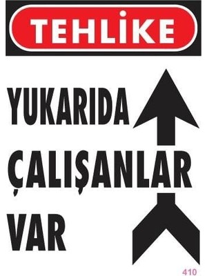 Nil Avm Yukarıda Çalışanlar Var Uyarı Levhası 25X35 Kod: 410